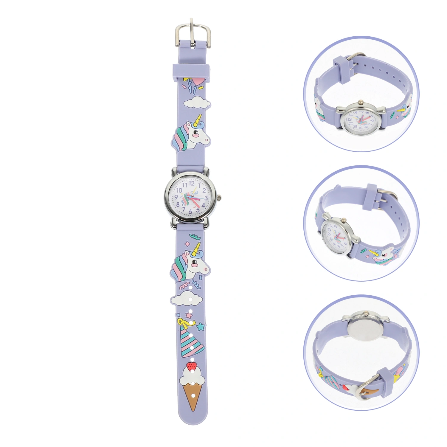 Adorable Unicorn Pattern Watch Colorful Plastic Strap Watch Boy Girl Wrist Watch