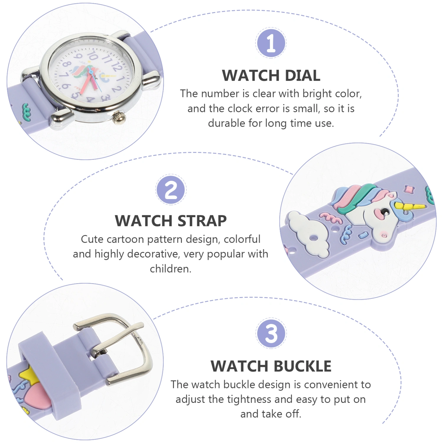 Adorable Unicorn Pattern Watch Colorful Plastic Strap Watch Boy Girl Wrist Watch
