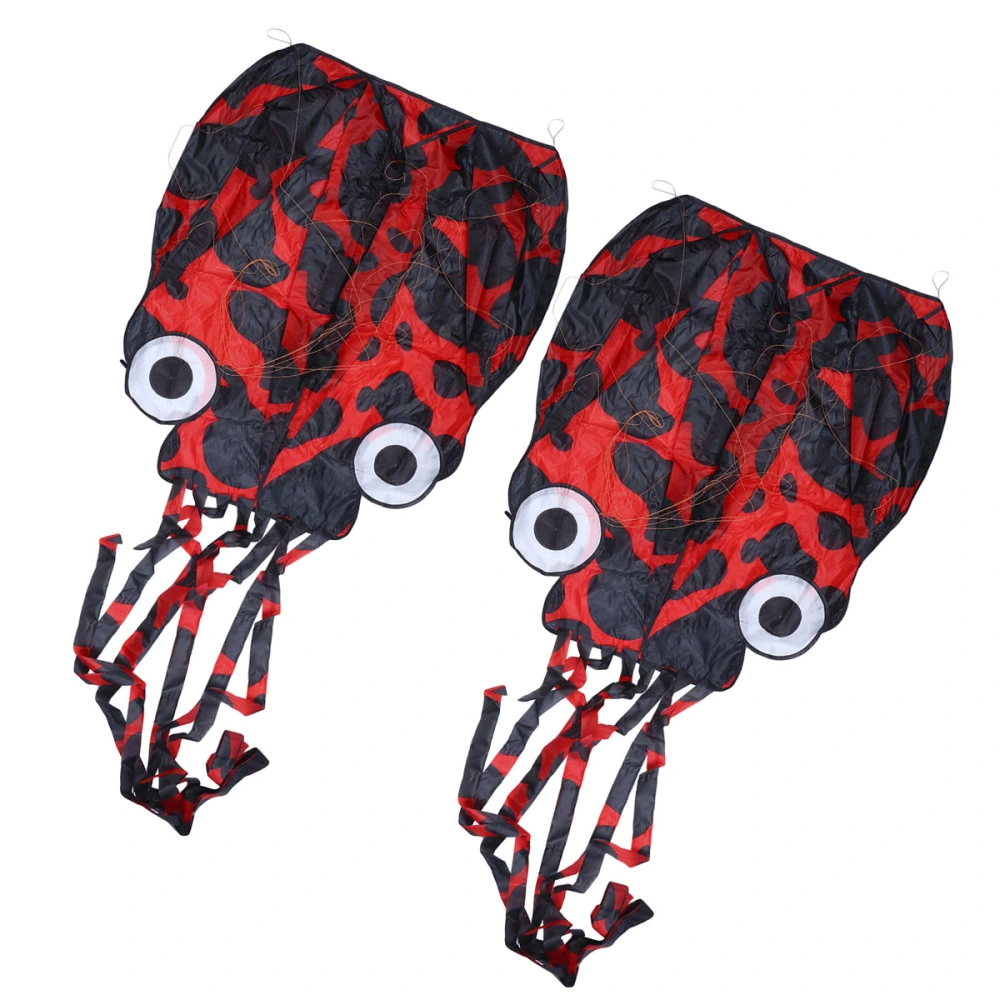 2PCS Frameless Octopus Kites Easy Flyer Kite Kids Long Tail Kites Toys for Beach Park Garden Playground (Red)