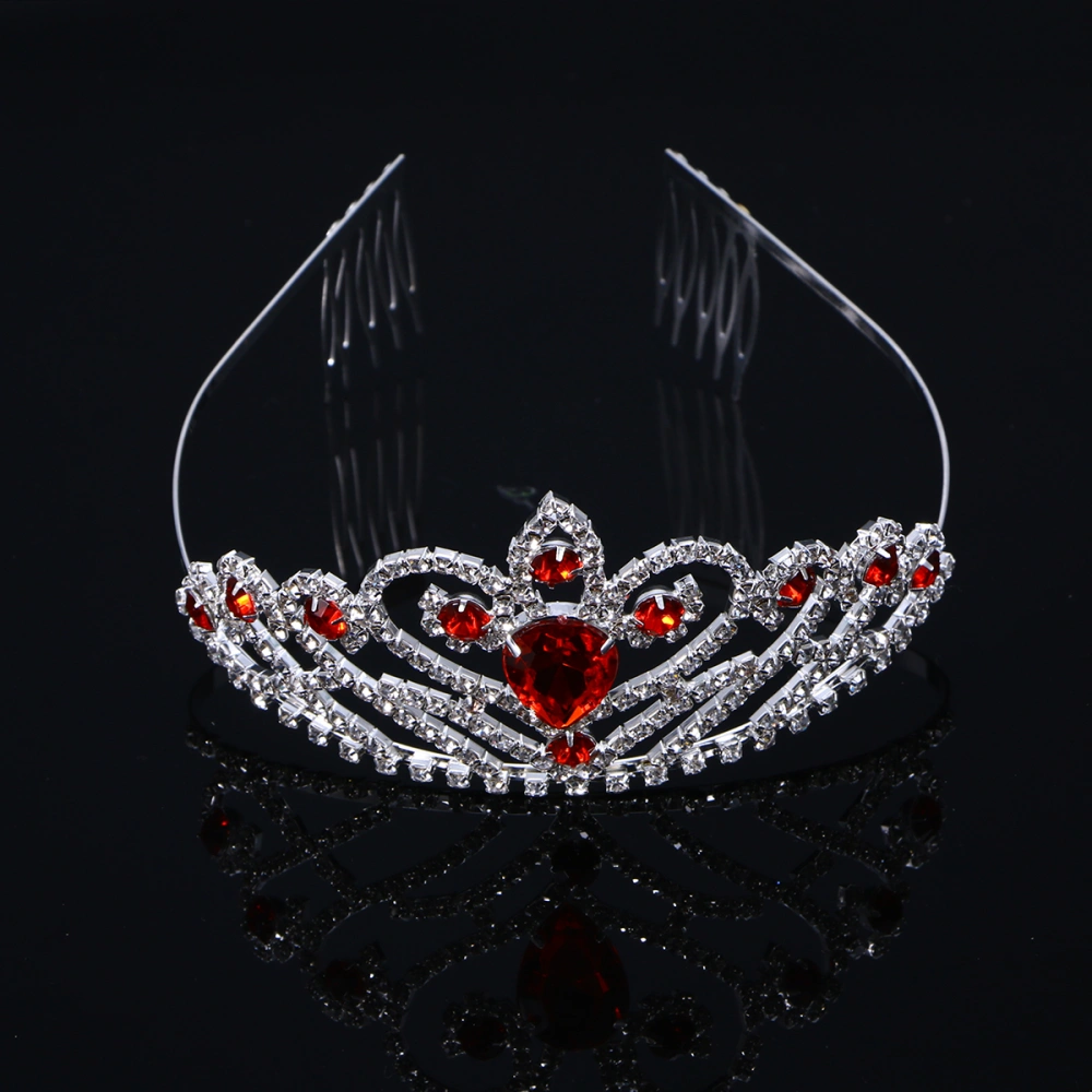 Bridal Headpieces Baroque Tiara Crown Crystal Rhinestones Vintage Wedding Bridal Tiara Birthday Queen Crown Headband (Red Diamond/ Silver)