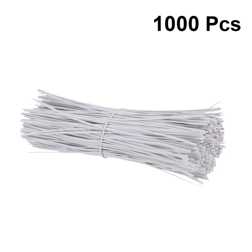 1000 Pcs 0.45MM Plastic Coated Iron Wire Ties Cable Wrap Organizer Ties for Home Office (White)