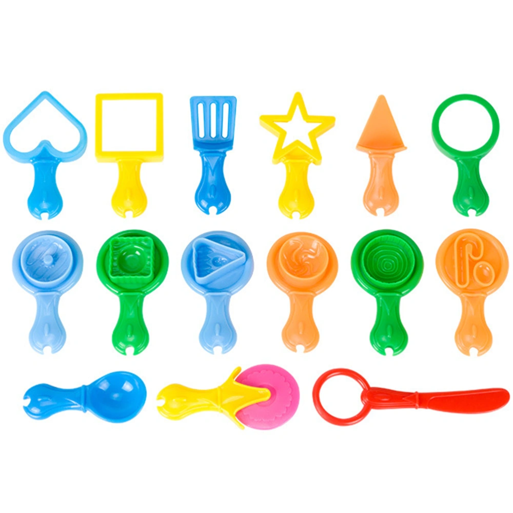 15PCS DIY Mould Kit Plastic Plasticine Molds Dough Tools for Children Kids (Random Color)