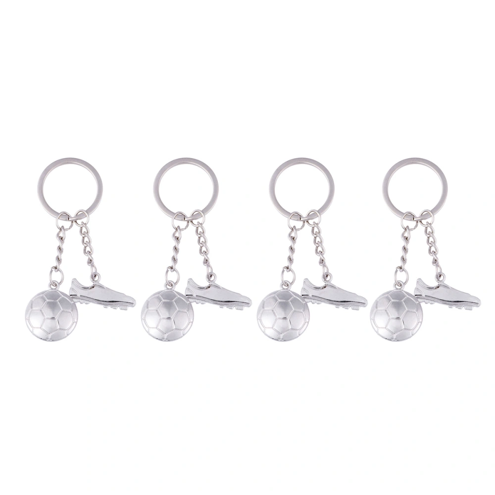 4pcs Creative Metal Keychains Football Sports Shoes Keyrings Key Hanging Decor Gift Key Chains for Women Men