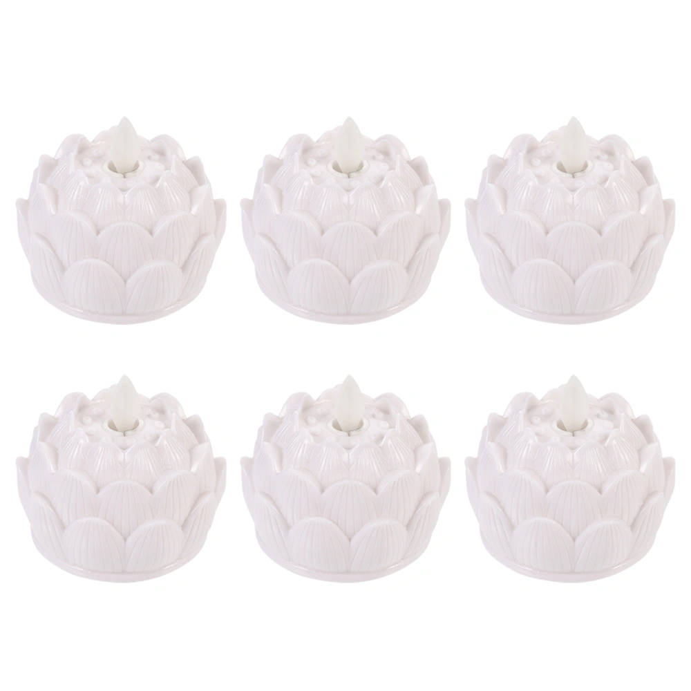 6pcs LED Buddha Lamp Lotus Design Light Attractive Blessing Lamp for Home Temple