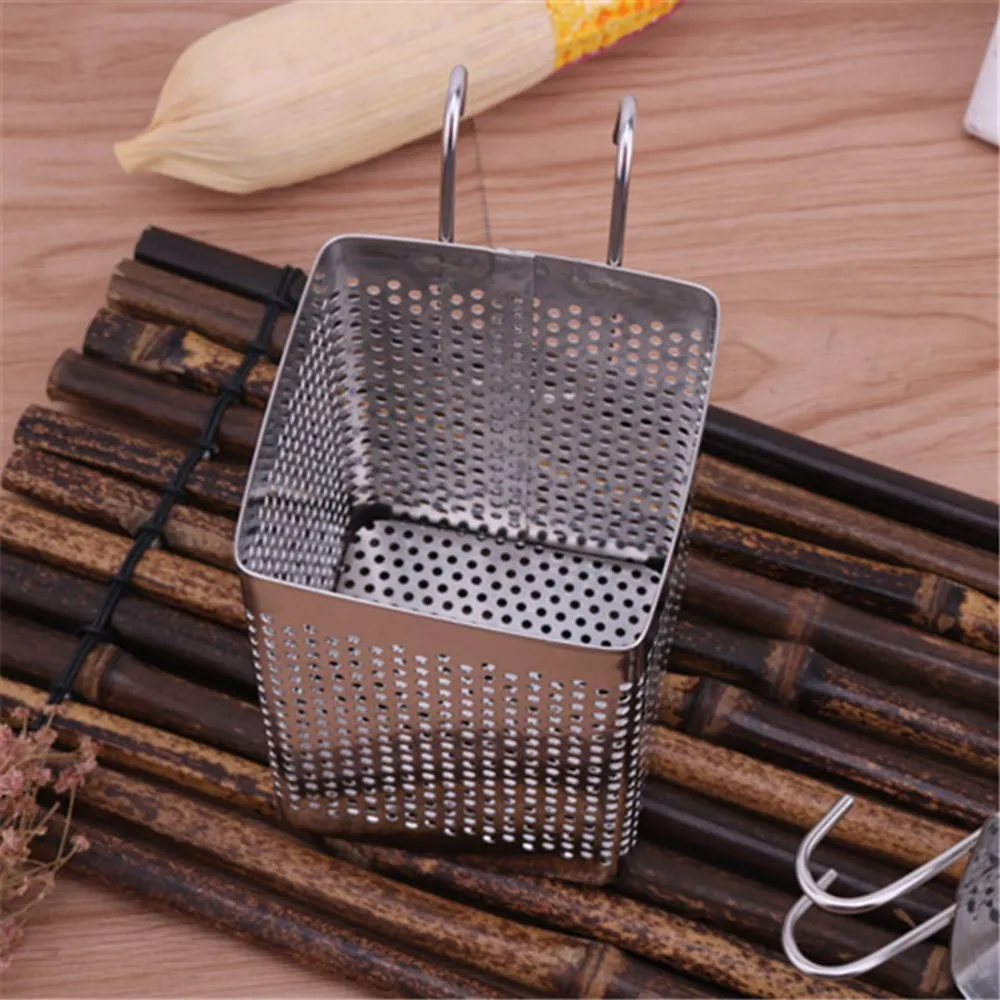 2pcs Stainless Steel Chopsticks Holder Storage Container Multifunctional Draining Chopsticks Rack for Home Kitchen