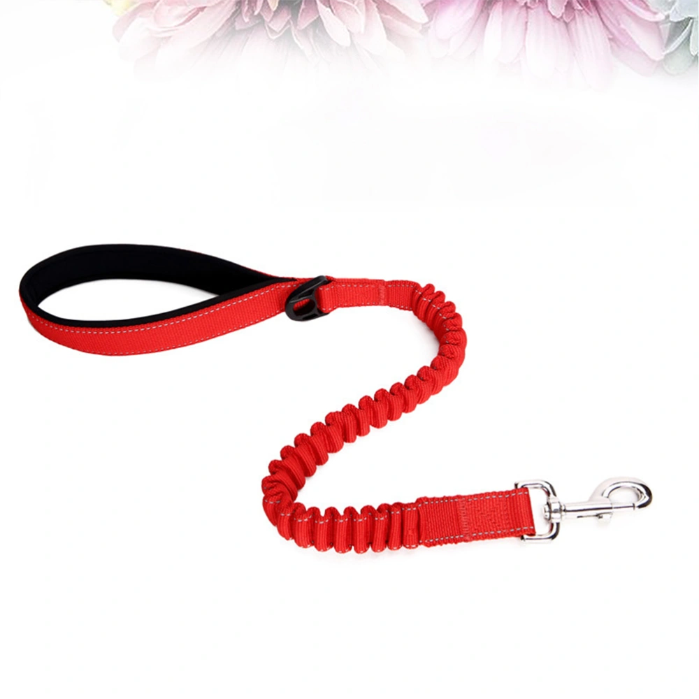 Night Reflective Elastic Nylon Pet Dog Leashes Training Jogging Leads (Red)