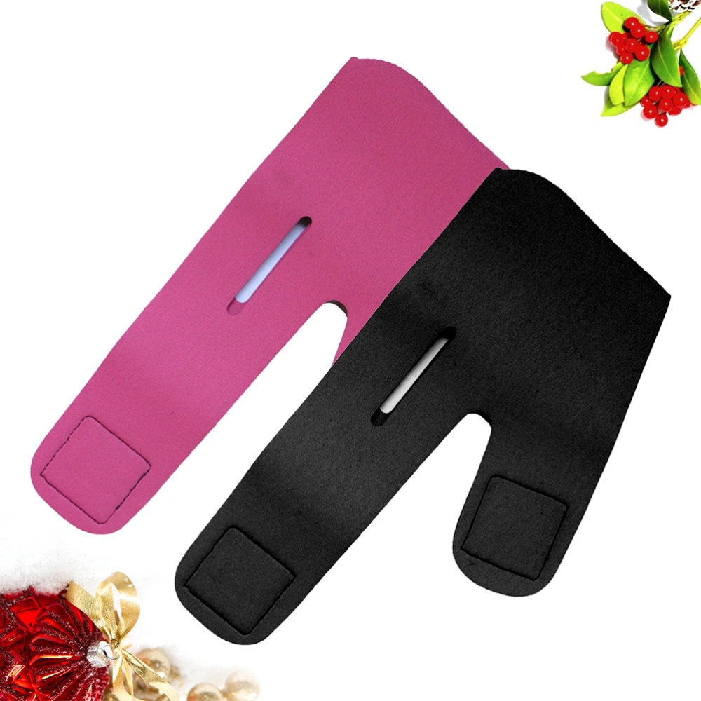 2pcs Face Lifing Belt Face Lifing Mask Small V Line Face Bandage Thin Masseter Muscle Chin Strap (Black and Rosy)