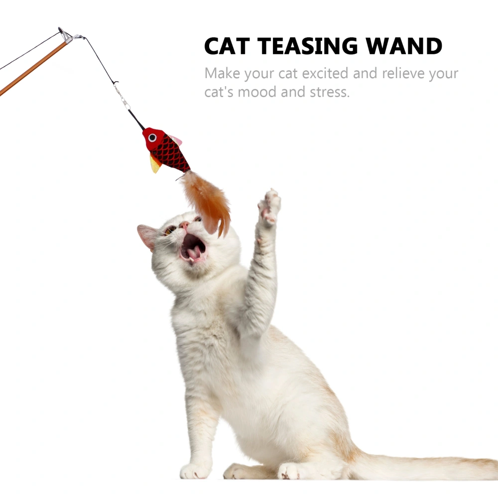 Interactive Cat Teaser Wand Extendable Pet Teasing Stick with Simulation Fish