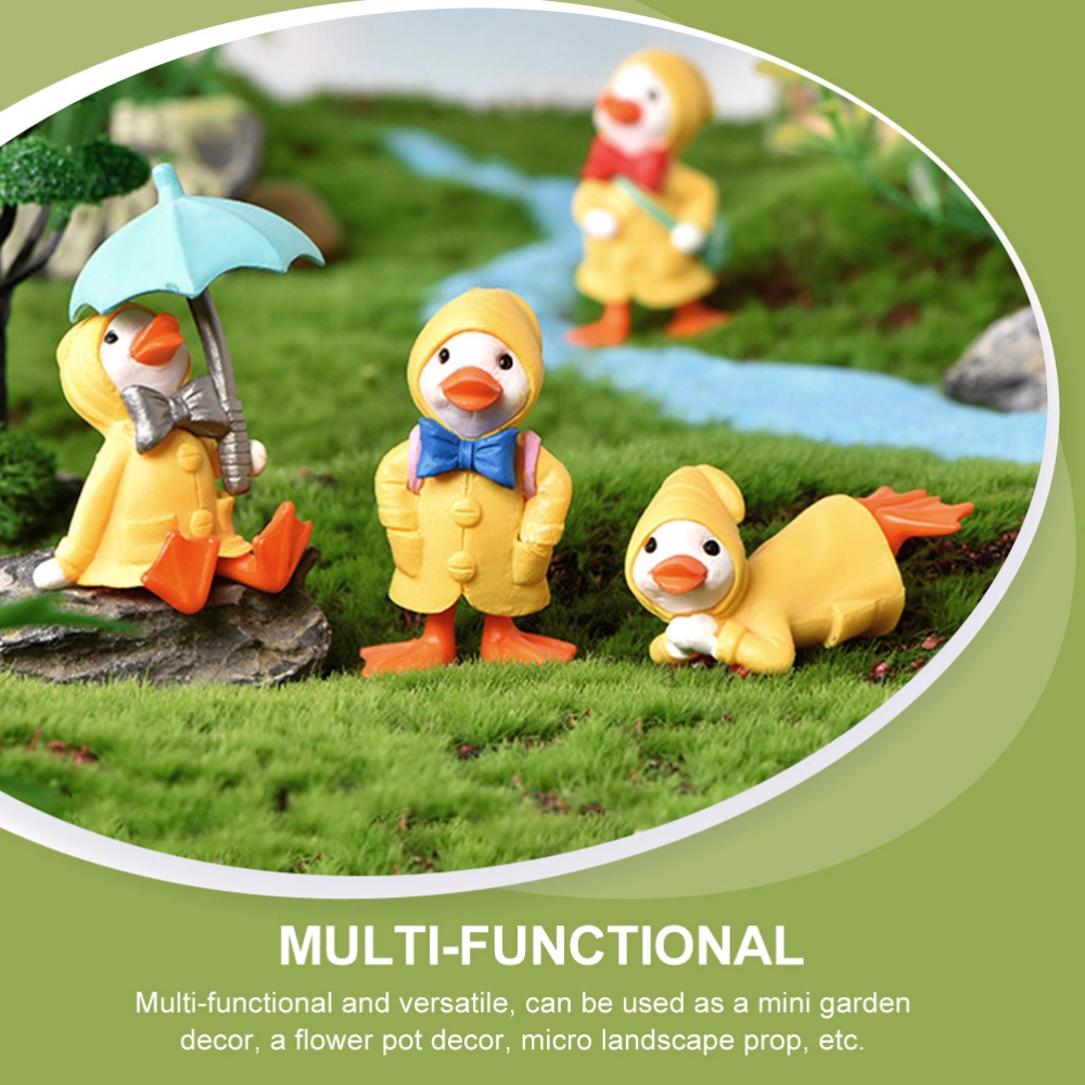 8pcs Mini Duck Models Plastic Duck Ornaments Garden Decor Accessories Plastic Crafts