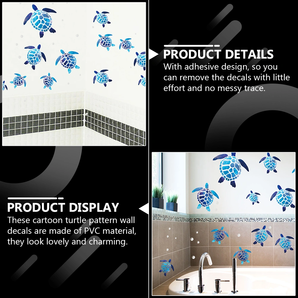 8 Sheets of 24pcs Turtle Stickers Turtles Wall Sticker Lovely Decoration Decals