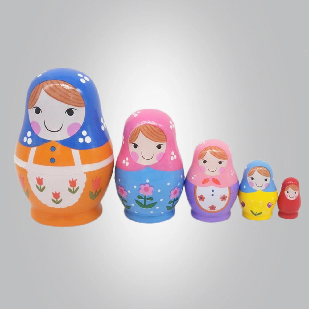 A Set of 5-Layer Little Flower Little Belly Girl Dolls Toys Home Decoration for Little Children Craft Gift Valentine's Day Gift Home Decoration