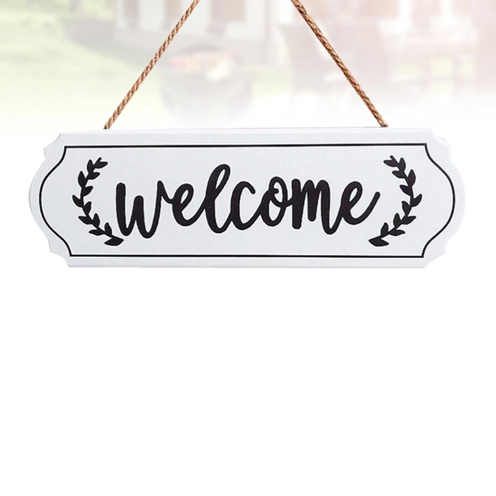 Wooden Store Welcome Sign Hanging Door Plaque Hemp Rope Crafts Painting Door Hanging Plaque Pendant for Cafe Bar