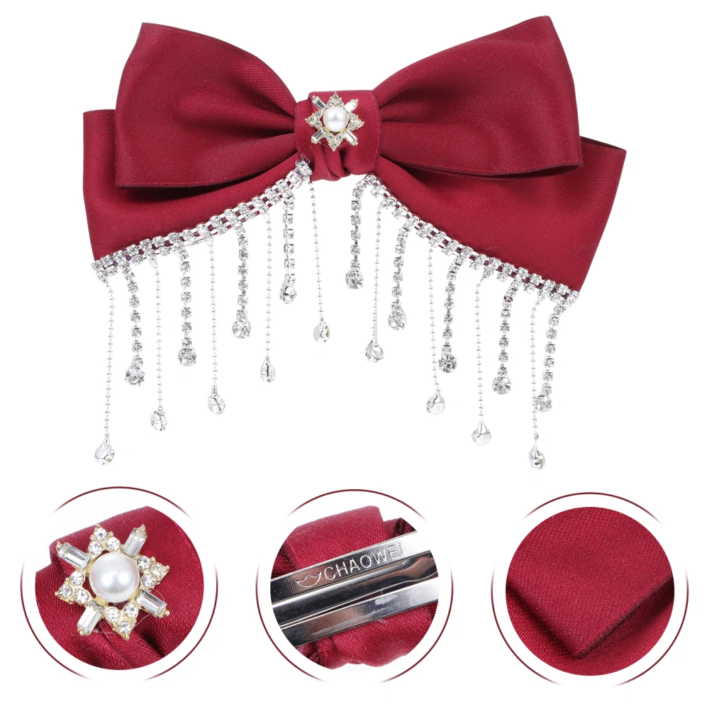 Red National Style Series Hair Clip Stylish Bowknot Alligator Clip Hair Decor