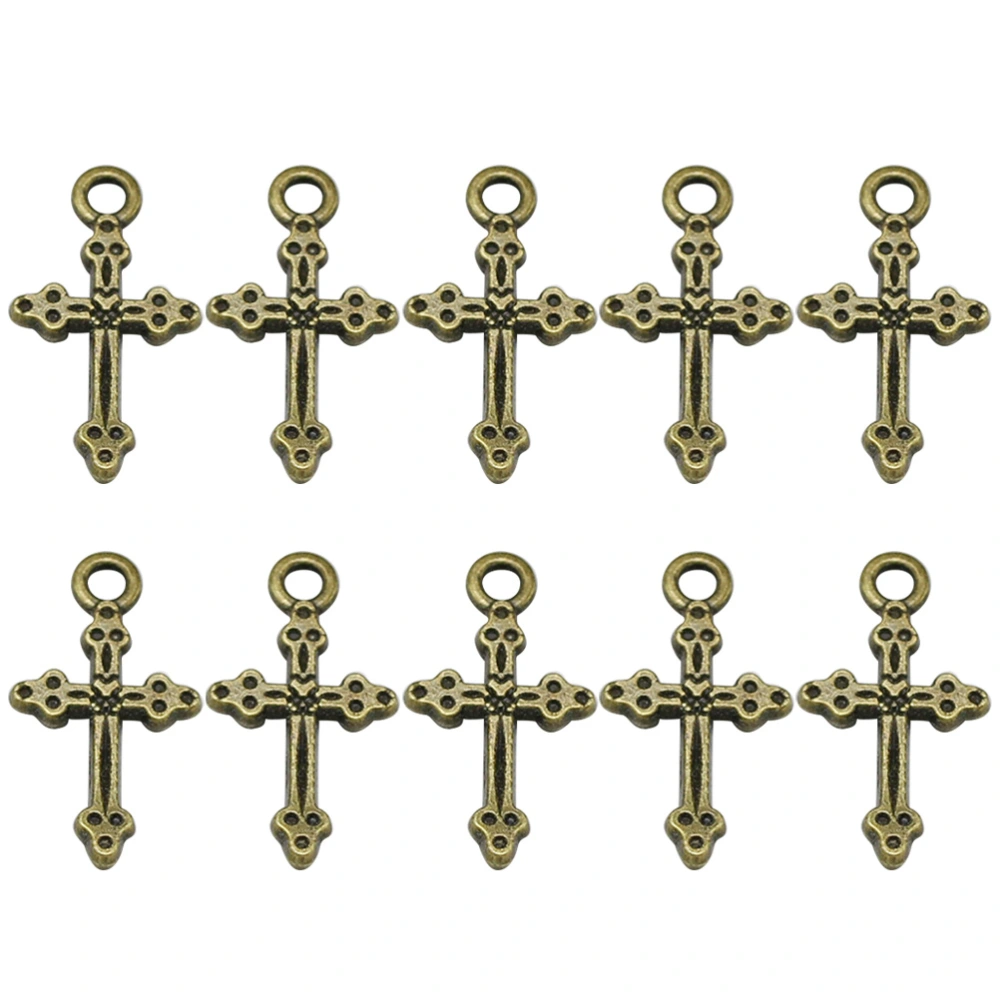 10pcs Alloy Cross Shape Pendants Charms DIY Jewelry Making Accessory for Necklace Bracelet (Bronze)