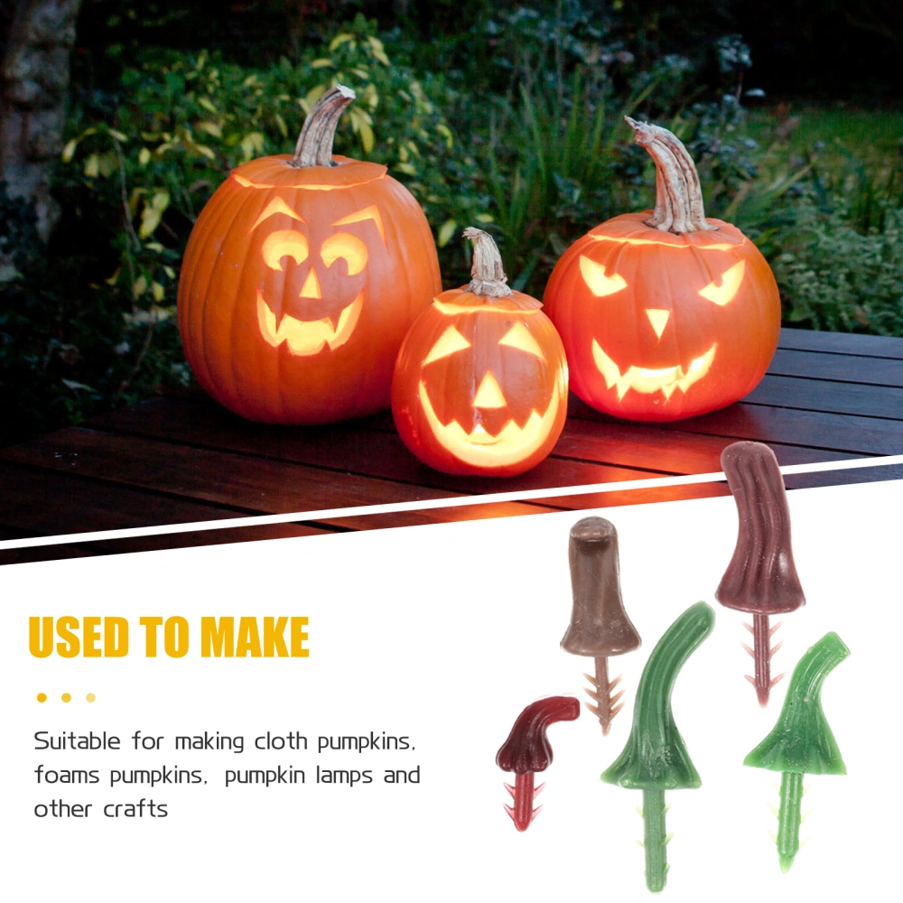 60pcs Realistic Fruit Pumpkin Stems Plastic Pumpkin Handles Stalks for Halloween