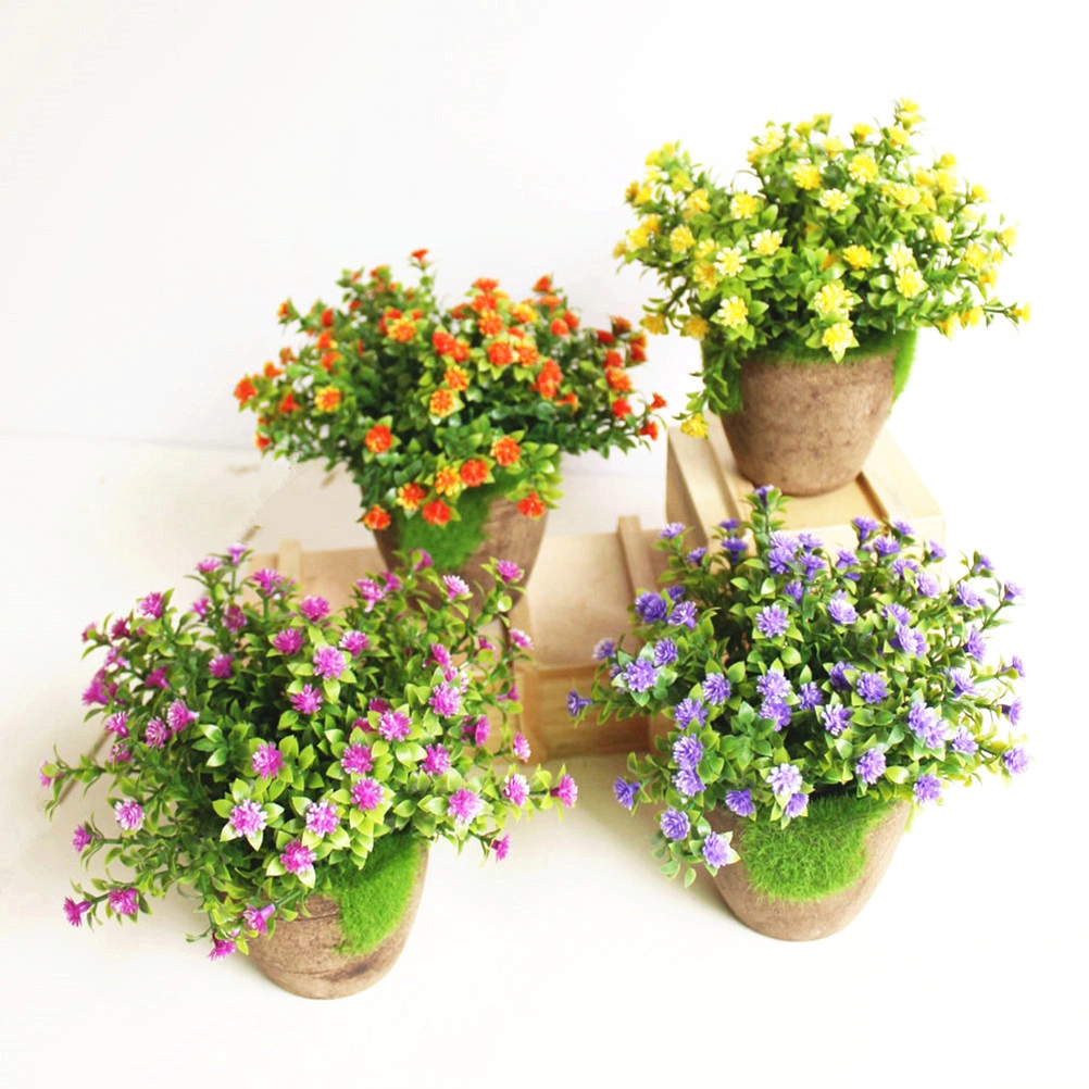 Artificial Plants Simulated Plant Decorative Bonsai Plastic Flower for Home Decoration (Orange)