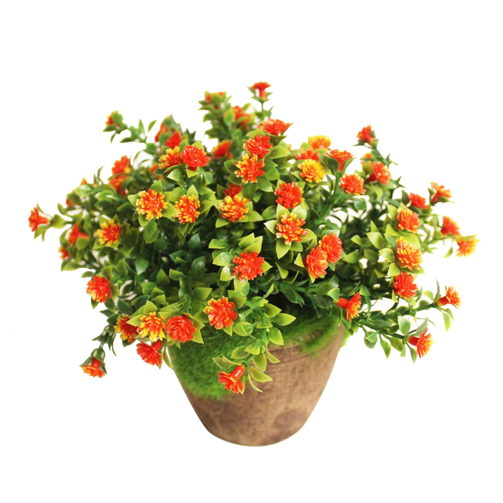 Artificial Plants Simulated Plant Decorative Bonsai Plastic Flower for Home Decoration (Orange)