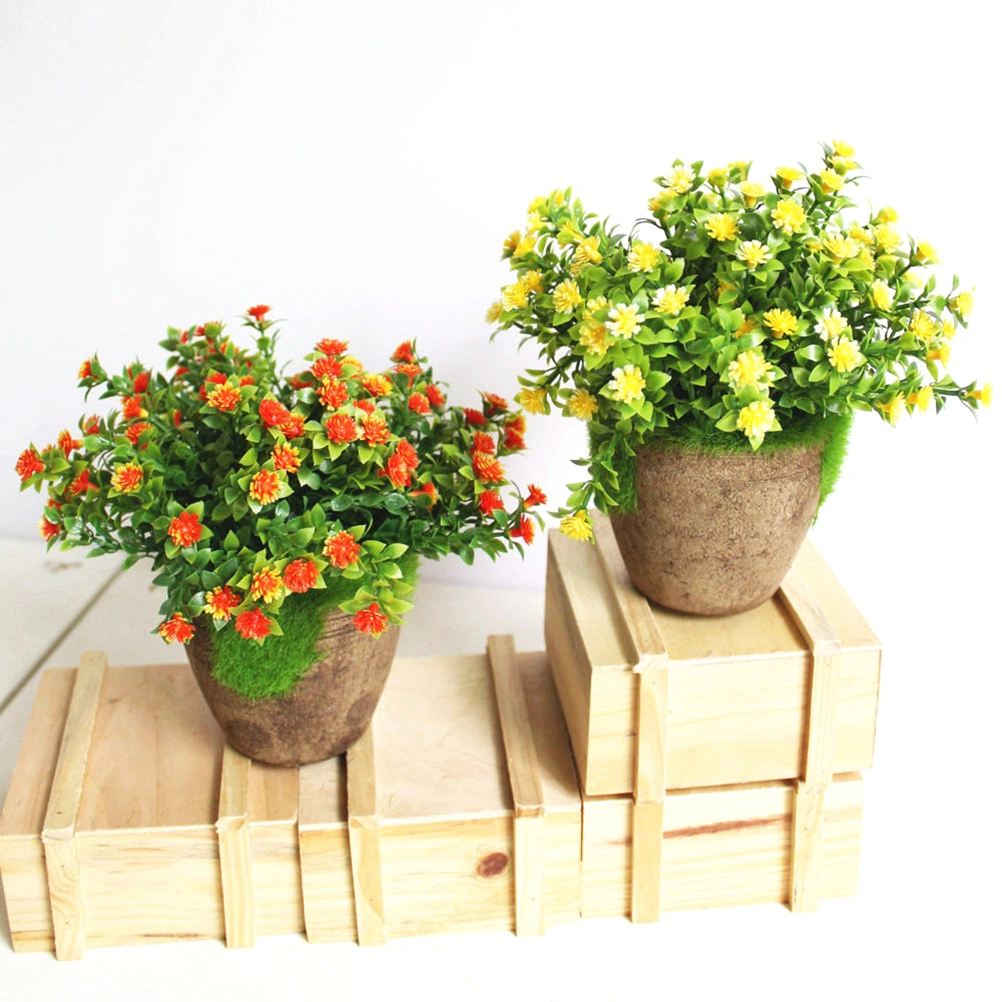 Artificial Plants Simulated Plant Decorative Bonsai Plastic Flower for Home Decoration (Orange)