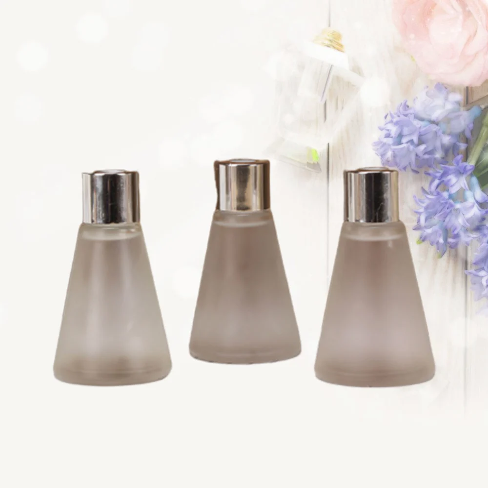 3Pcs Dry flower Accessories Perfume Essential Oil Flower Arrangement Frosted Empty Bottle (Transparent Frosted Empty Bottle with Plug + Cover)