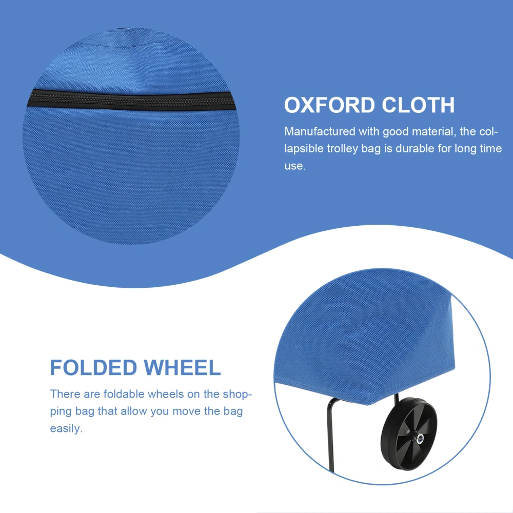 Collapsible Trolley Bag Folding Shopping Bag with Wheels Foldable Grocery Bag Laundry Bag