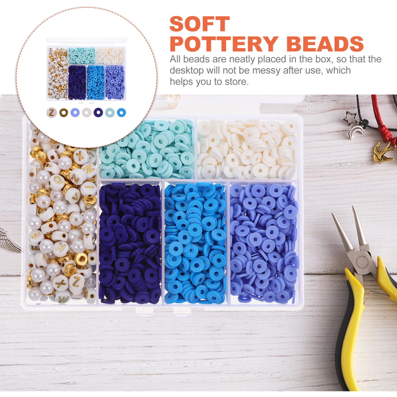 1set Bracelet Making Kits Flat Clay DIY Beads Jewelry Making Necklace Beads