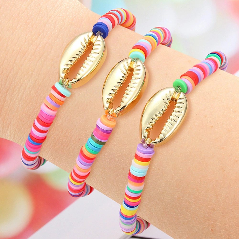 3pcs Hawaii Style Shell Bracelets Hand-woven Bracelets Colorful Bracelets Gift