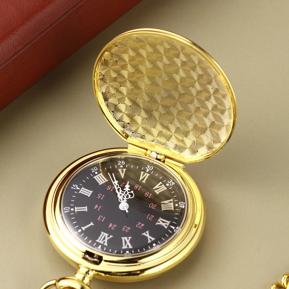 1PC Retro Two-faced Smooth Pocket Watch Alloy Classic Delicate Quartz Pocket Watch (Light Gold)