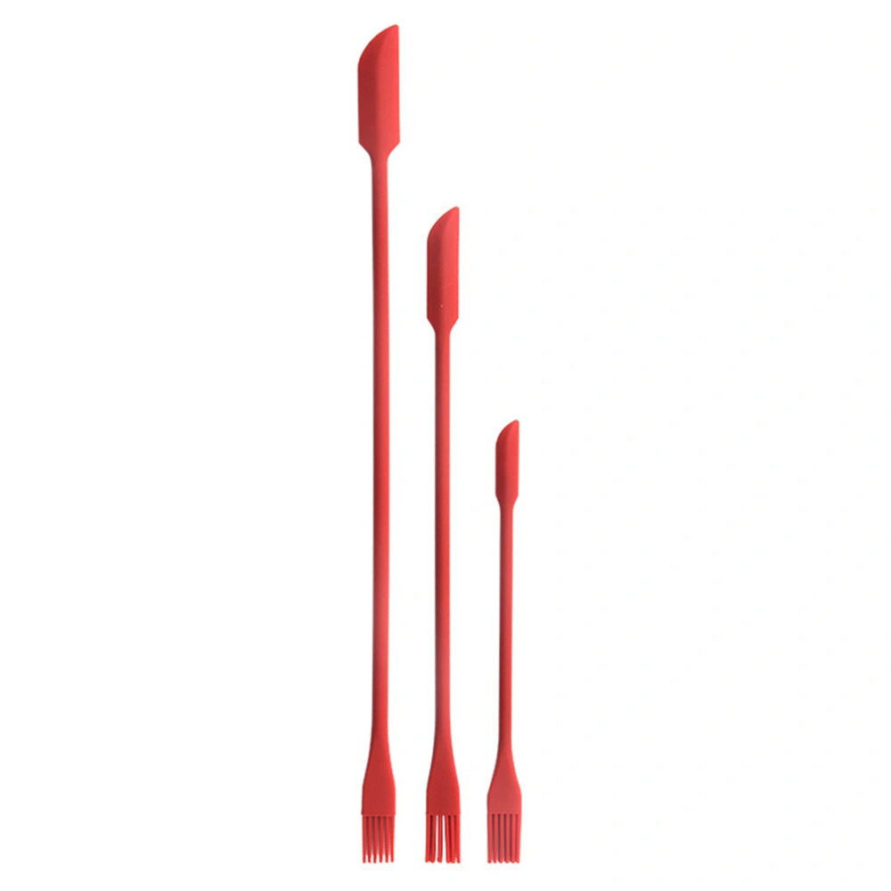 3pcs Silicone Scrapers Creative Double Ended Scrapers Baking Tools (Red)