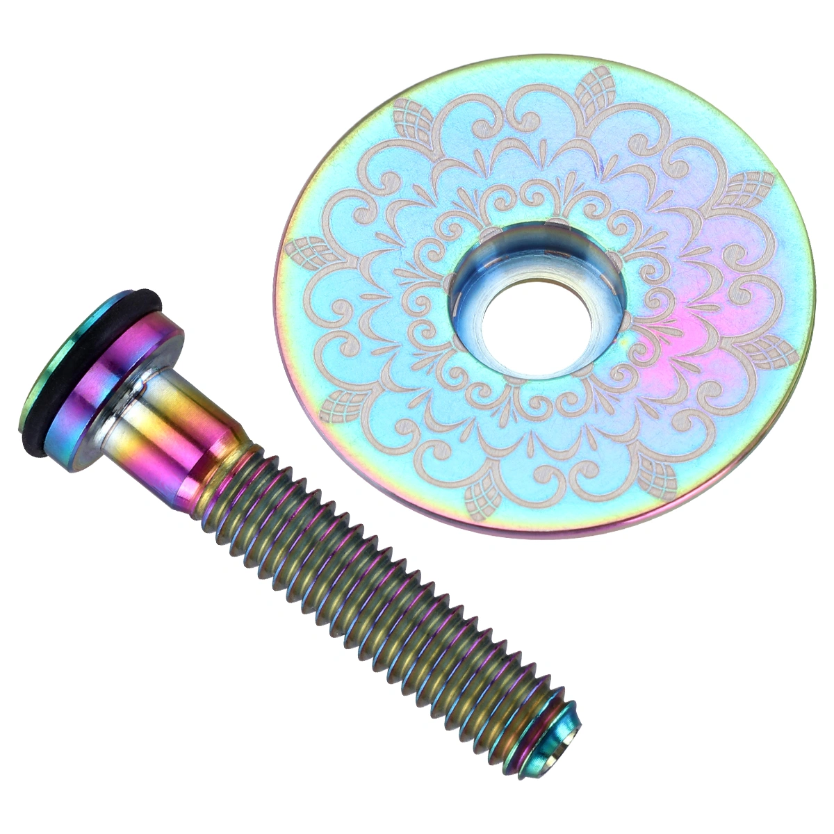 1 Set with Screw Bike Headset Stem Caps Kit Bike Accessory (Totem, Colorful)