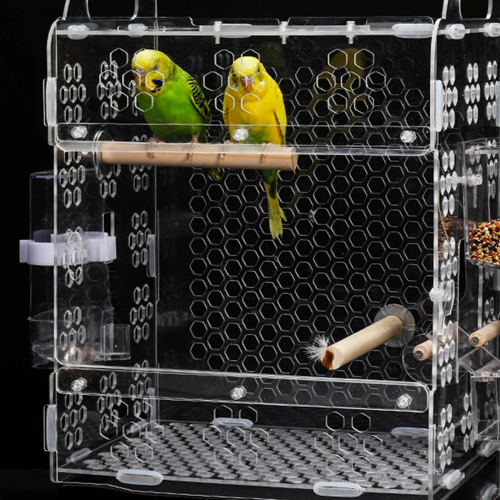 1Pc Acrylic Bird Cage Transparent Birdcage Convenient Parrot House with Tray