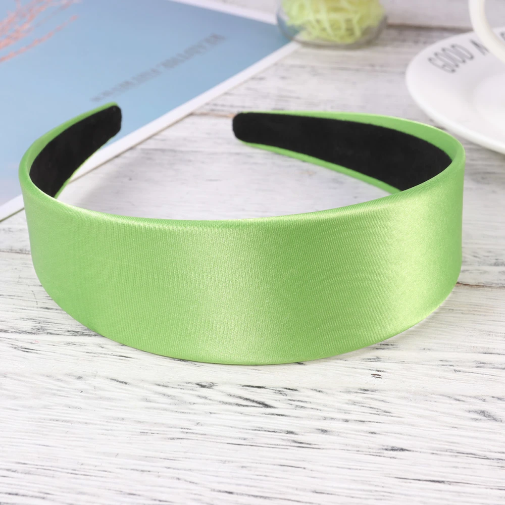 2Pcs Wide-Edge Hair Hoops Solid Color Headband Elegant Hair Band Creative Headdress for Women Girls Fluorescence Green