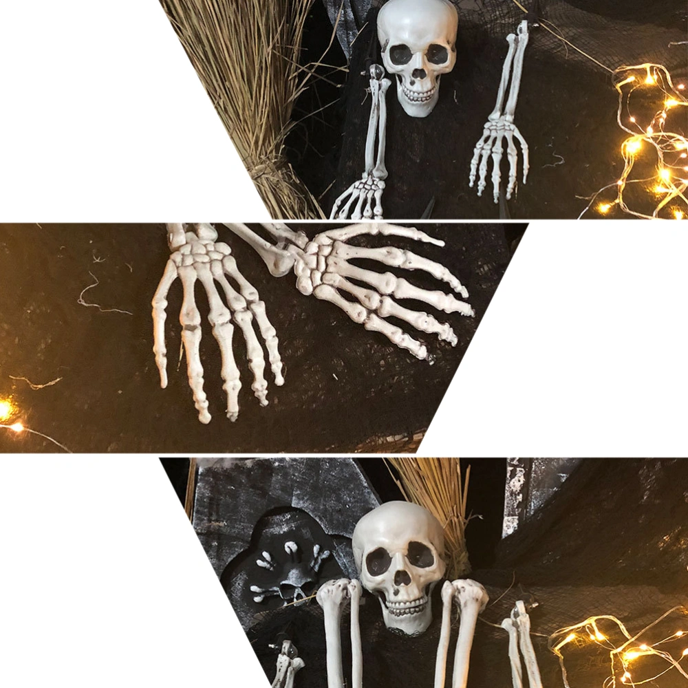 1 Set/5pcs Halloween Skull Hand Scary Skeleton Decorations Haunted House Props Hand Bone Party Supplies