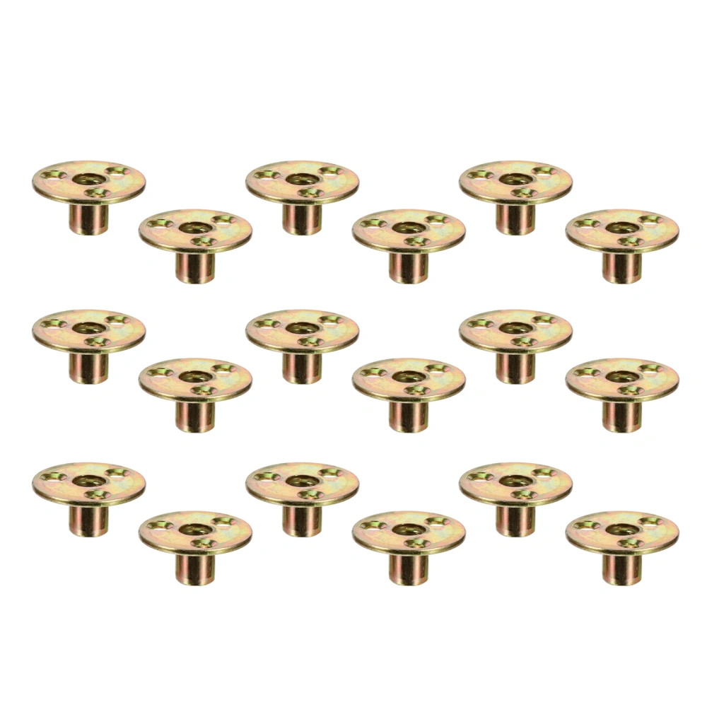 18pcs Professional Round Base Three Hole Flange Nuts Furniture Fixing Screw Nuts