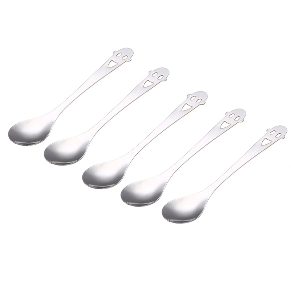 5 Pcs Stainless Steel Spoon Creative Smile Face Tea Spoon Coffee Milk Spoons (14X2.8CM)