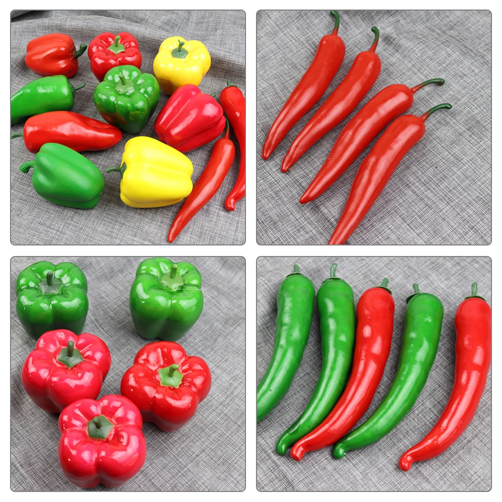 5pcs Artificial Peppers Simulation Chili Peppers Fake Vegetable Model Photo Props