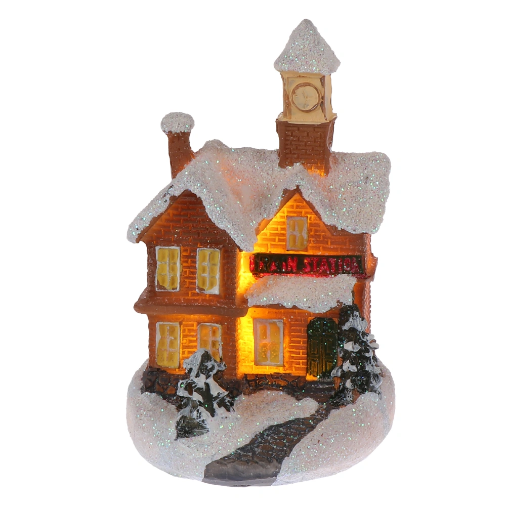 1Pc Christmas Style Luminous House Festival Resin House Scene Adornment