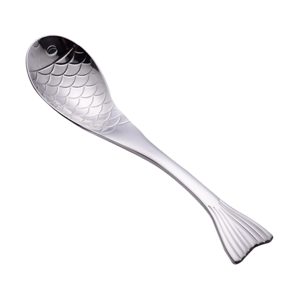 Fish Shape Soup Spoon Stainless Steel Spoon Stainless Steel Soup Ladle Fish Dinner Spoon (M)