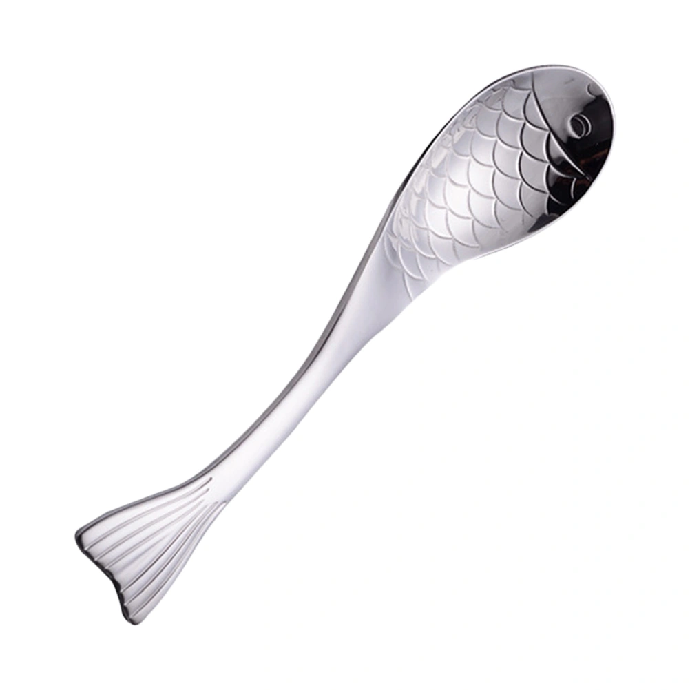 Fish Shape Soup Spoon Stainless Steel Spoon Stainless Steel Soup Ladle Fish Dinner Spoon (M)