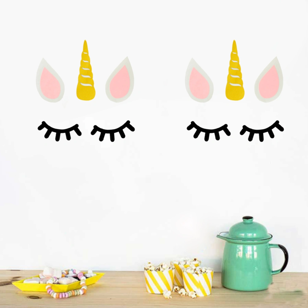 DIY Unicorn Background Ornaments Party Supplies for Birthday Party Engagement Wedding (Felt Cloth Unicorns and Eyelashes, without Flower)