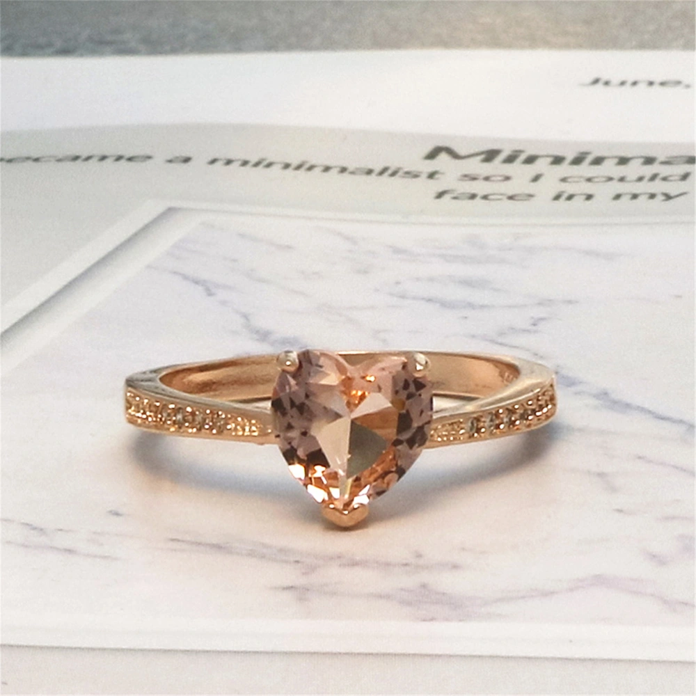 Heart Jewelry Rings Fashion Crystal Engagement Ring Wedding Ring for Women - Size 9 (Rose Gold)