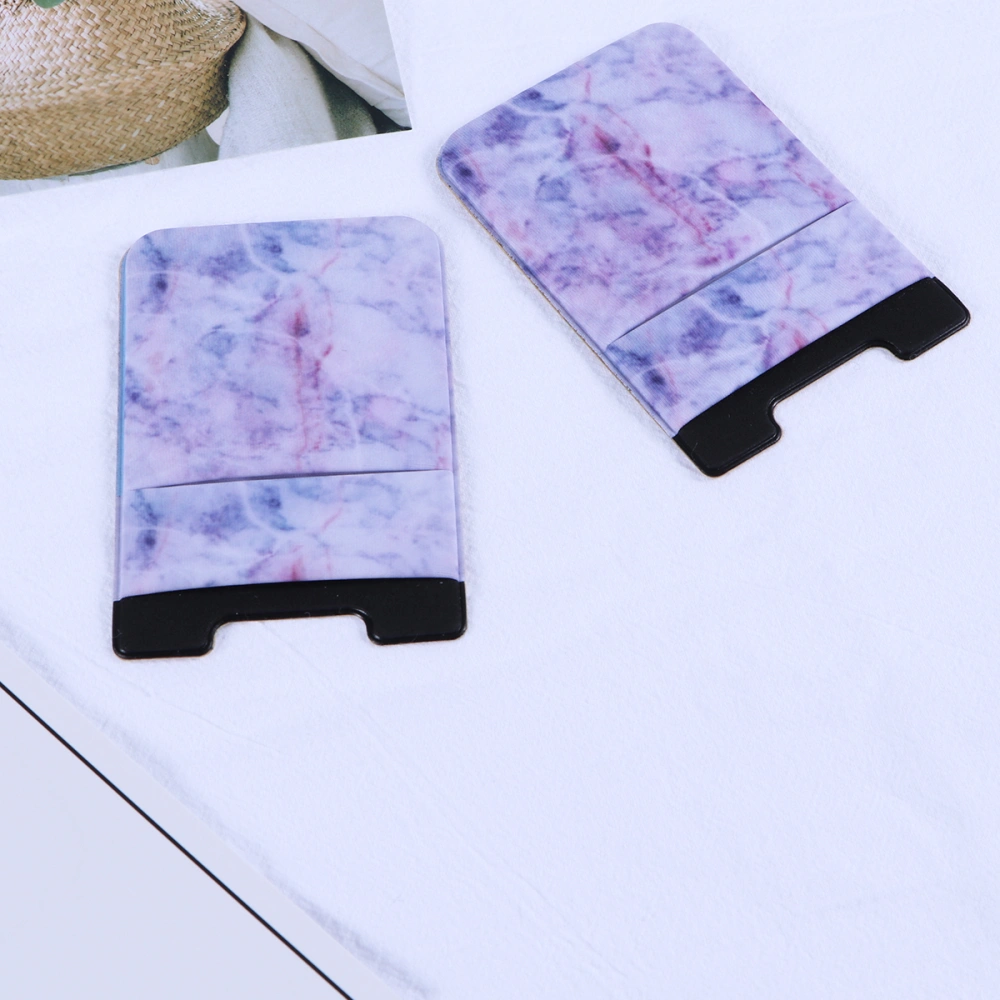 2PCS Marble Phone Pouch Self Adhesive Lycra Holder Cell Phone Back Patch Pocket (Purple)