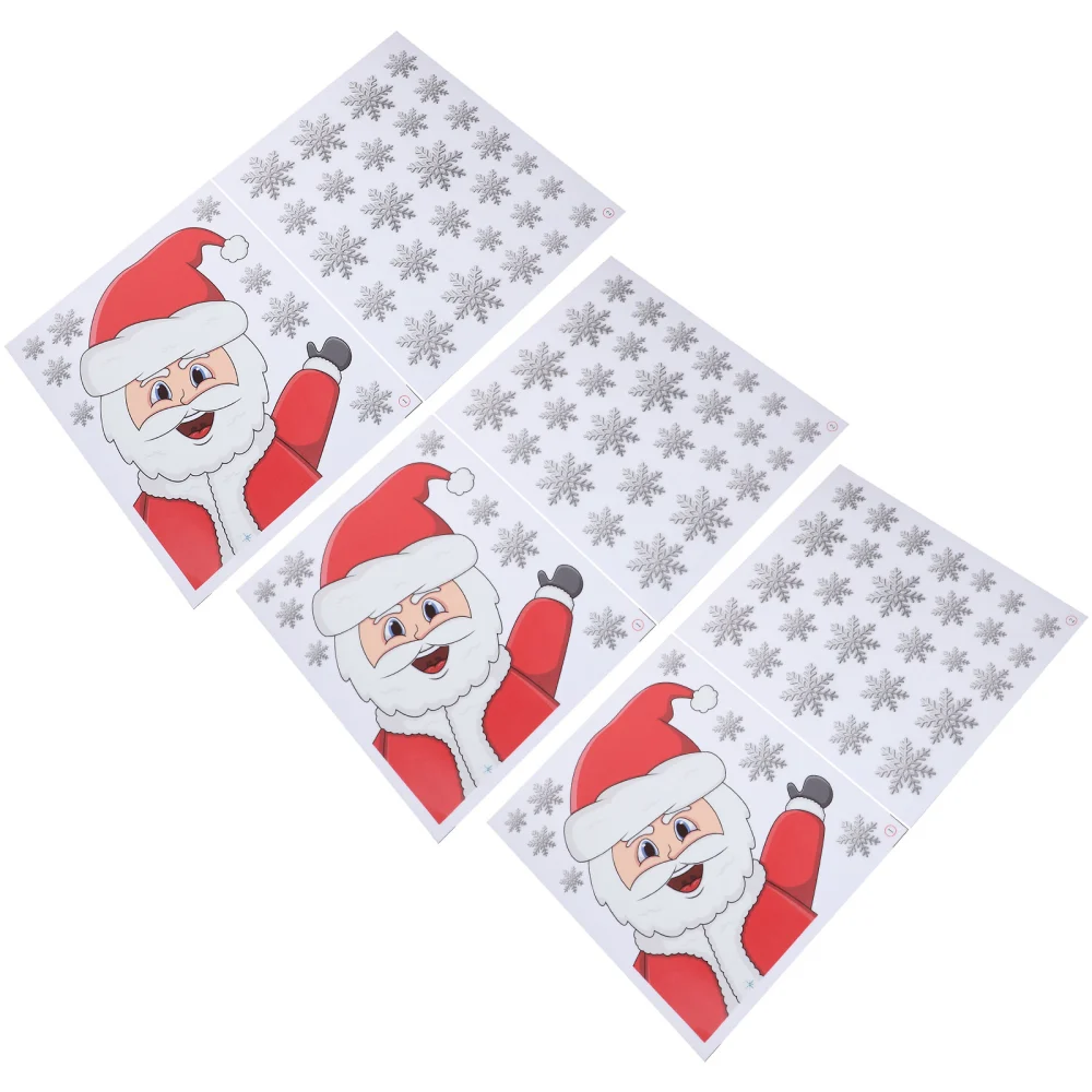 3Sets Santa Snowflake Stickers Wall Decals PVC Stickers Glass Window Stickers