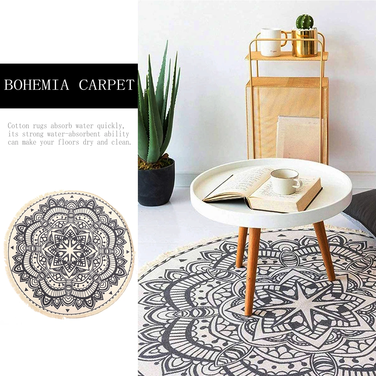 Nordic Ethnic Style Round Large Area Rug Bohemia Carpet Bedroom Floor Mat