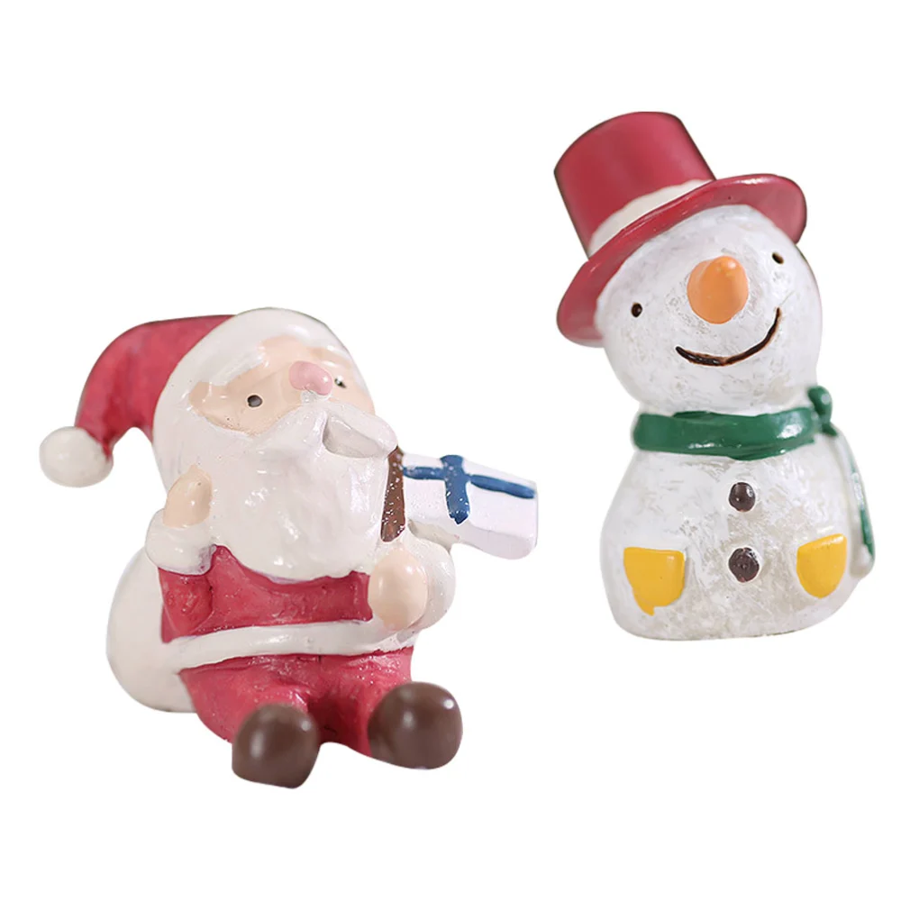 2Pcs Xmas Adornments Household Oenament Santa Claus Decor Snowman Toy (White)