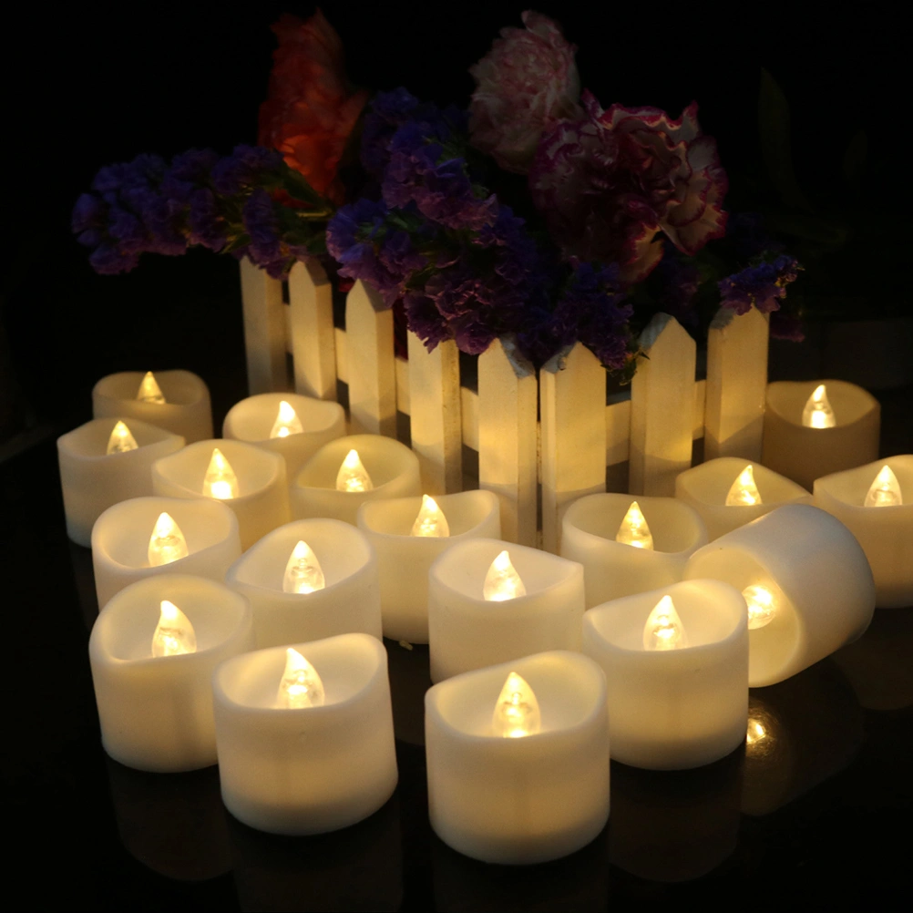 12pcs Realistic and Bright Flameless LED Tea Lights Battery Operated Waved Plastic Candles for Birthday Festival Celebration (Warm White Flash Light)