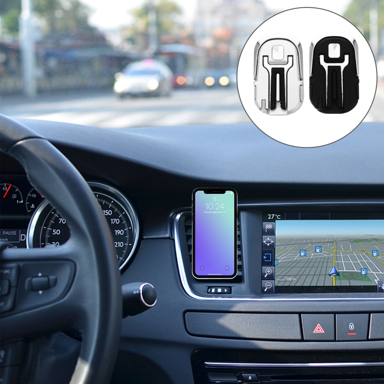 2Pcs Vehicle-mounted Cell Phone Racks Phone Navigation Racks Phone Ring Holders