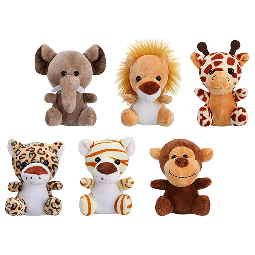 6Pcs Plush Animals Pendants Small Animal-shaped Doll Pendants Lovely Stuffed Animals Keychains