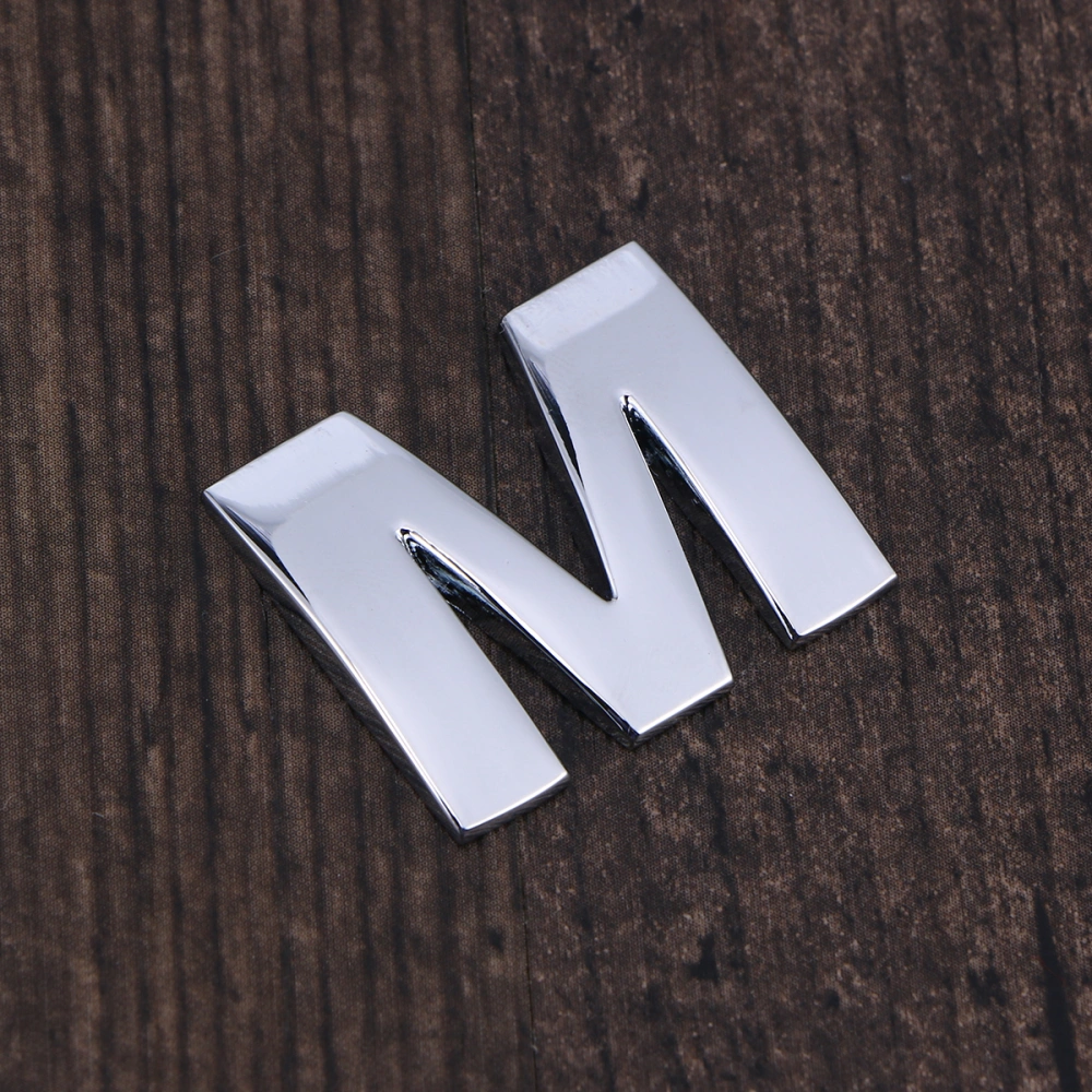 3D DIY Metallic Alphabet Car Sticker Car Emblem Letter Badge Decal - M (Silver)