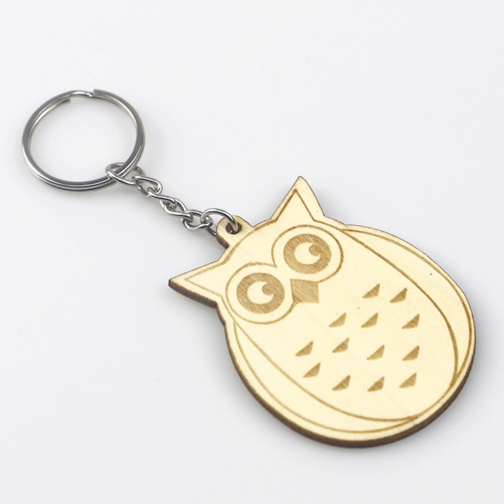 10pcs in Set Wooden Cartoon Keychain DIY Animal Pattern Pendant Decorative Keychain Children Small Gift (Owl Pattern)