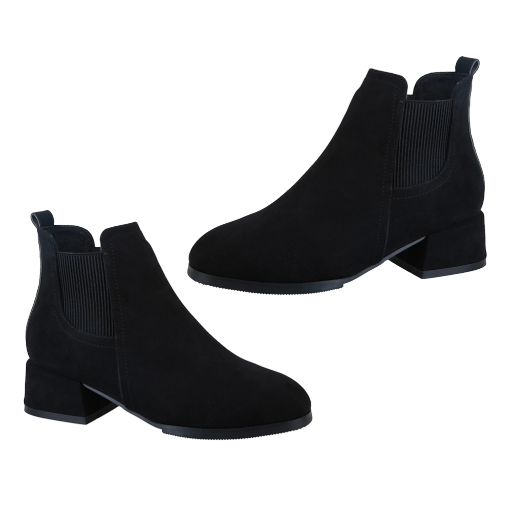 1 Pair Fashionable Ankle Boots Low Heel Ankle Boots Plus-size Short Boots Anti-slip Winter Warm Short Boots for Women Wearing Black Size 37